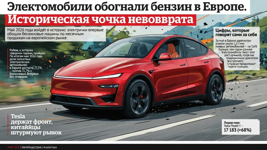 Электромобили обогнали бензин в Европе. Историческая точка невозврата